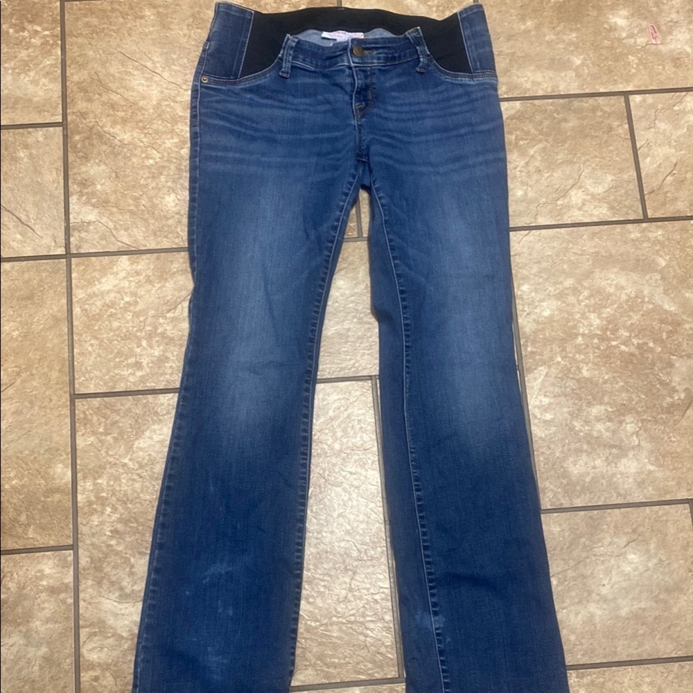 Isabel Maternity Blue Boot Cut Jeans with Faded Details